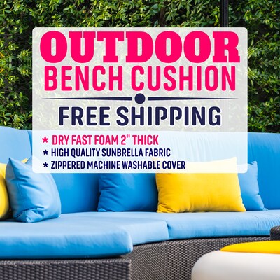 2" thick - OUTDOOR Custom Bench Cushion with Sunbrella Fabric - image1
